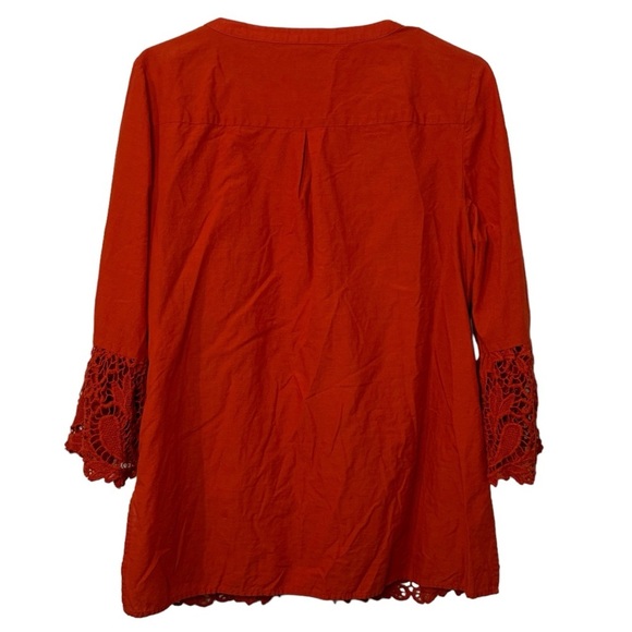 Chicos cutout crochet lace button down bell sleeve blouse top womens 1 US 8/10 M - Picture 2 of 13